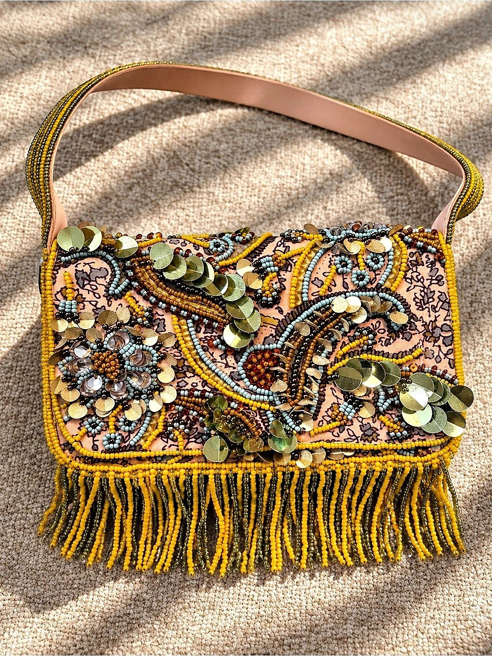 VIRAL Beaded Paisley Shoulder Bag
